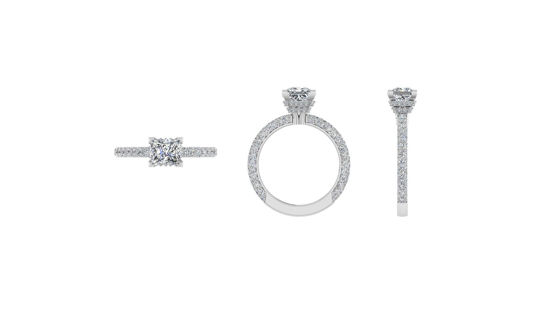 Princess-Cut Cathedral Setting Engagement Ring - Thenetjeweler