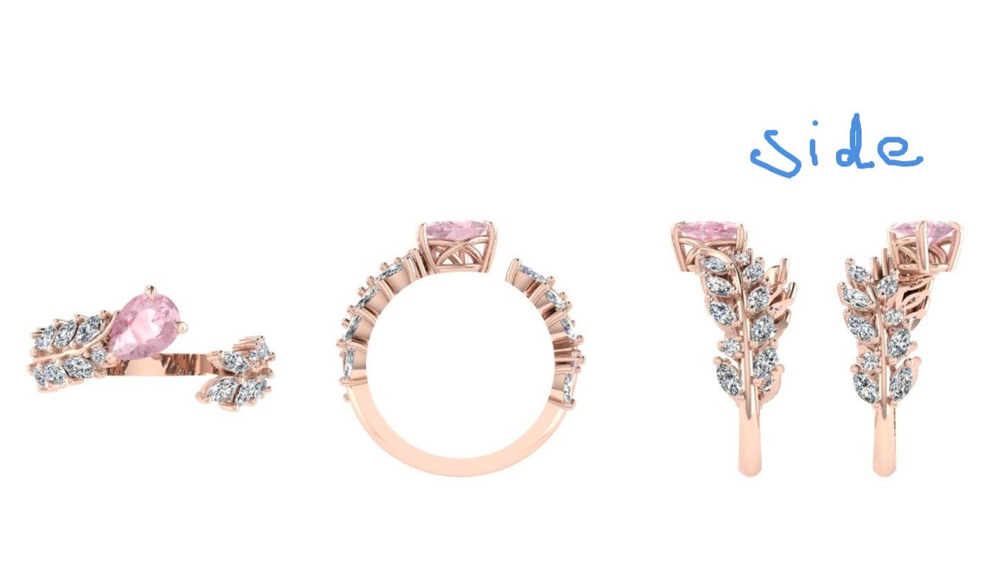 Sweeping Ivy Diamond Ring with Morganite - Thenetjeweler