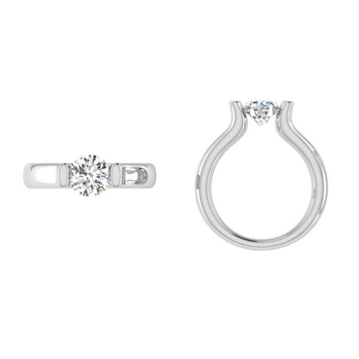 Platinum Tension Set Diamond Ring - Thenetjeweler