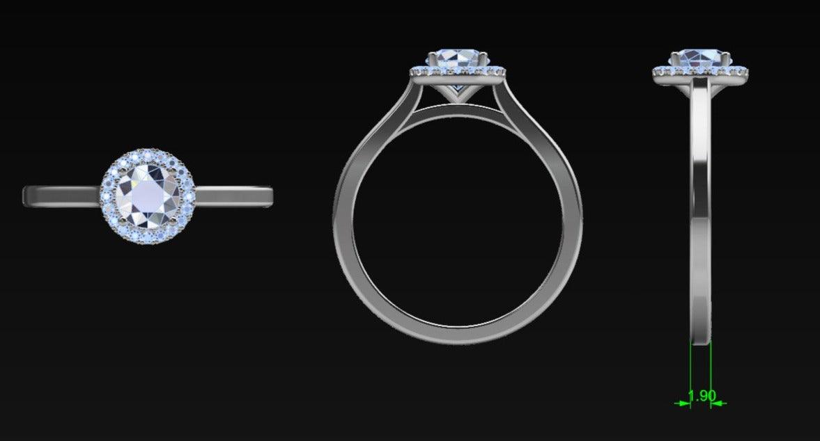 Round Halo Diamond Engagement Ring - Thenetjeweler
