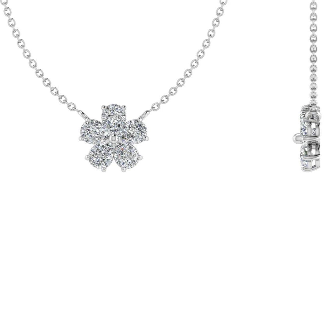 Five Petal Diamond Flower Necklace - Thenetjeweler