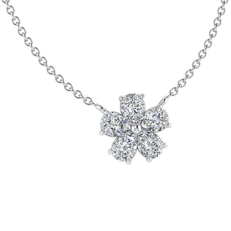 Five Petal Diamond Flower Necklace - Thenetjeweler