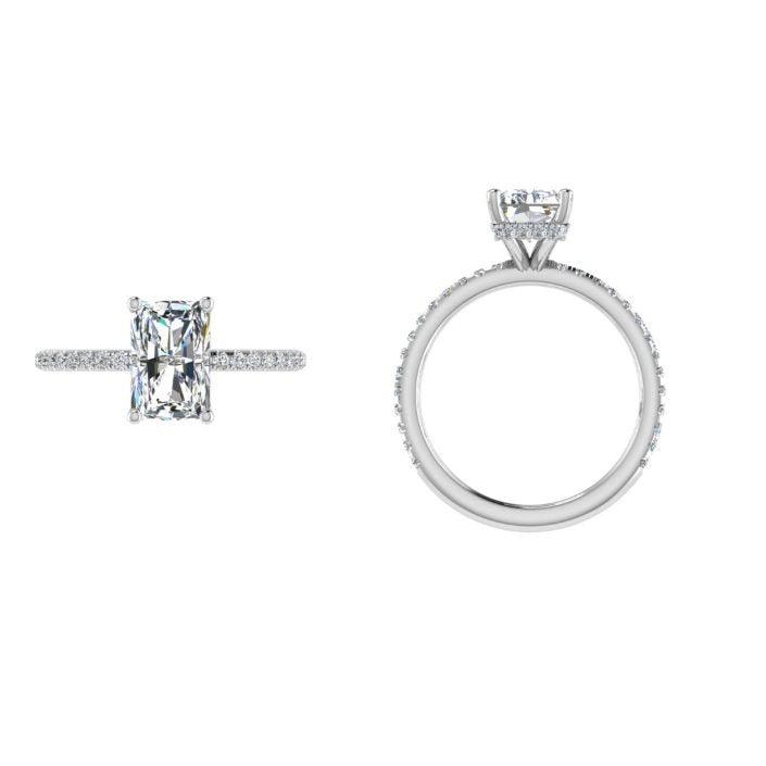 Radiant Diamond side stones Engagement Ring - Thenetjeweler