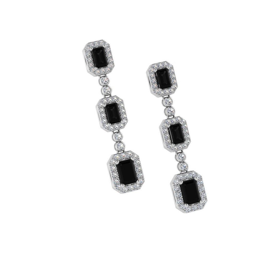 Emerald cut Sapphire 1 carat Diamond Halo earrings - Thenetjeweler