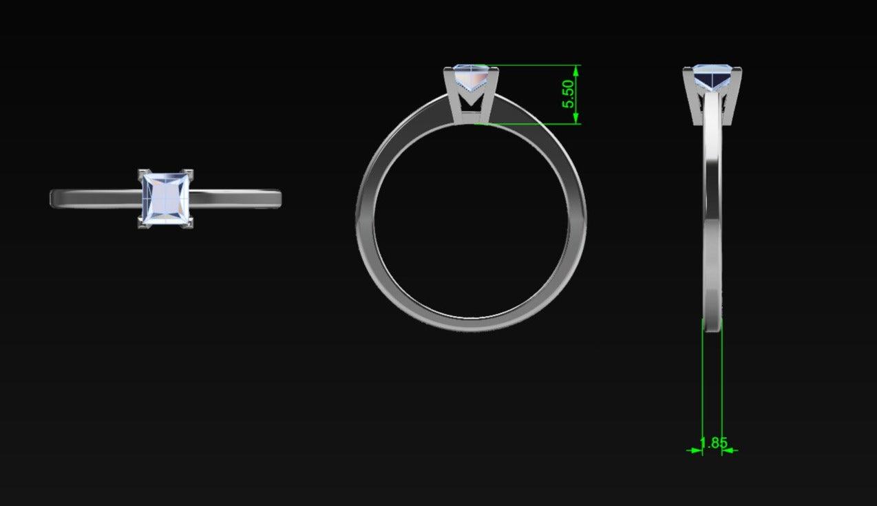 Princess Cut Diamond Solitaire Engagement Ring - Thenetjeweler