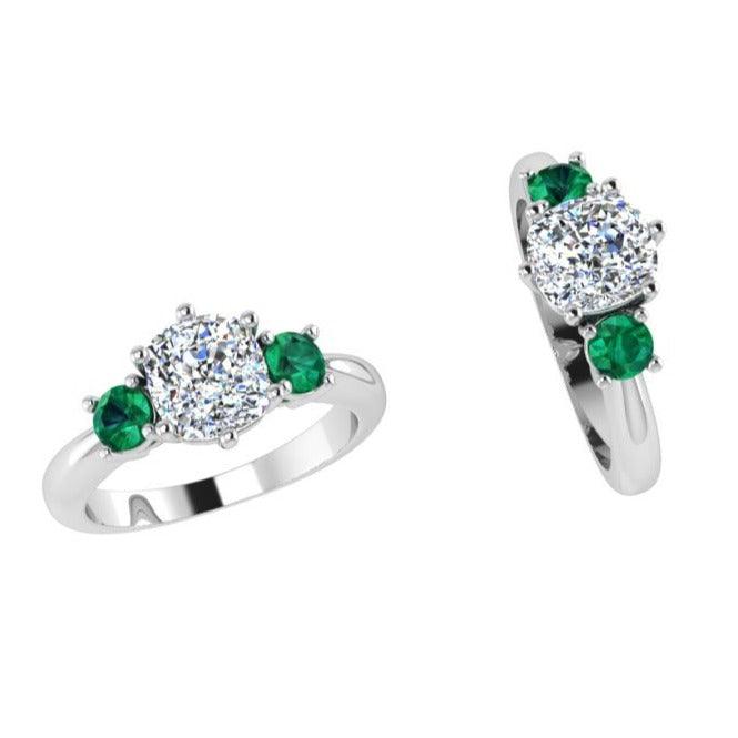 Emeralds and Diamond Trinity Ring - Thenetjeweler