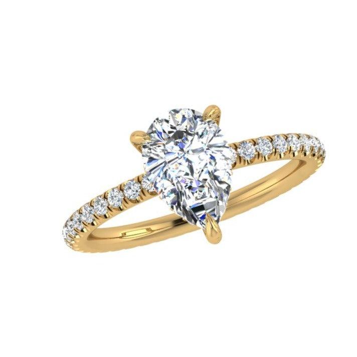 Pear Diamond Hidden Halo Engagement Ring - Thenetjeweler