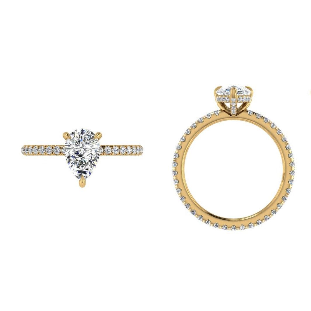 Pear Diamond Hidden Halo Engagement Ring - Thenetjeweler