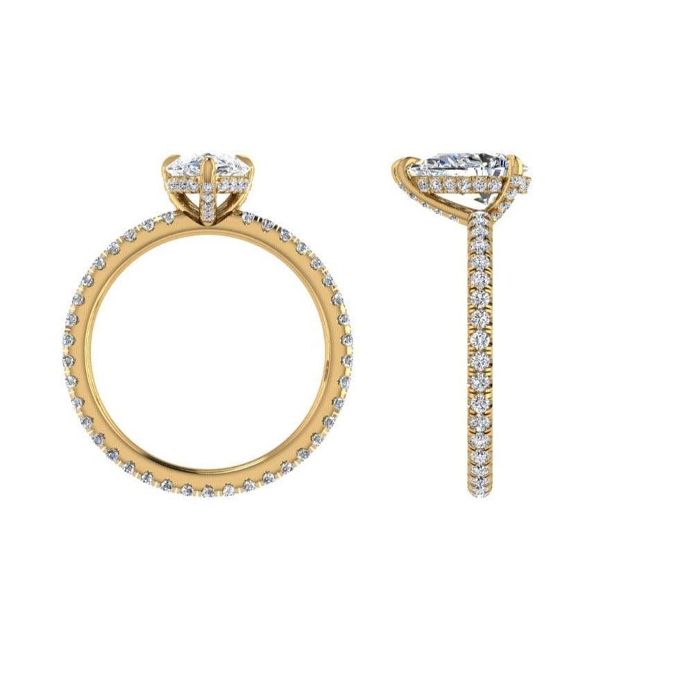 Pear Diamond Hidden Halo Engagement Ring - Thenetjeweler
