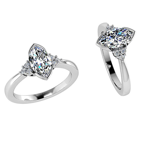 Marquise Diamond Engagement Ring White Gold - Thenetjeweler