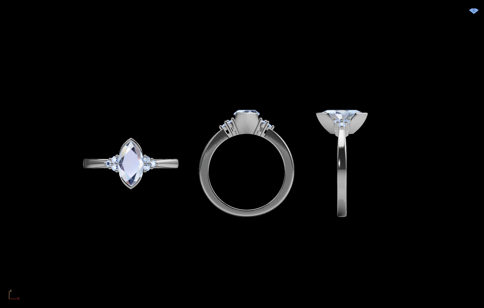 Marquise Diamond Engagement Ring White Gold - Thenetjeweler