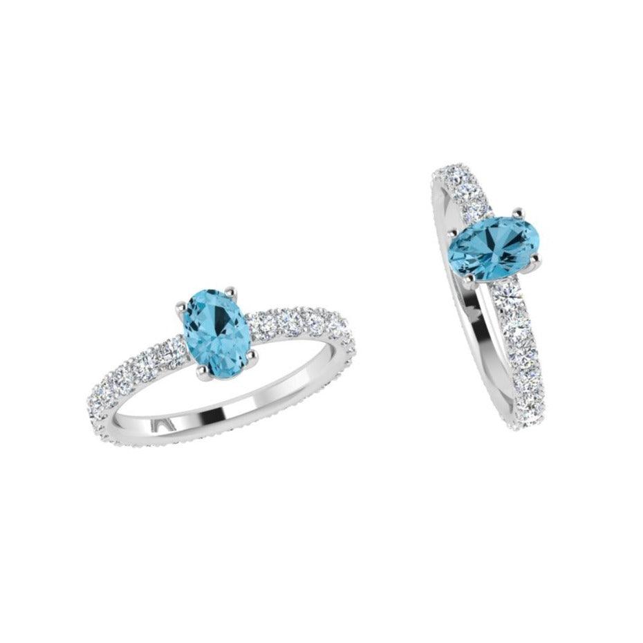 Oval Blue Topaz and Diamond Ring - Thenetjeweler