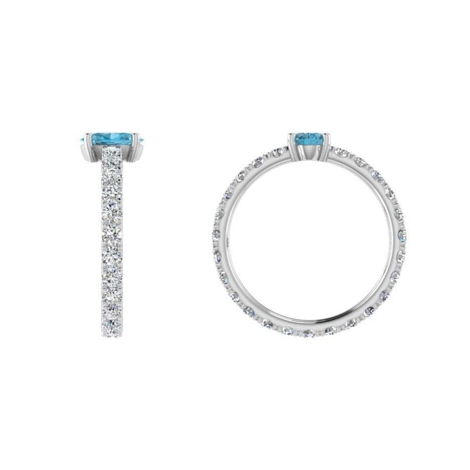 Oval Blue Topaz and Diamond Ring - Thenetjeweler