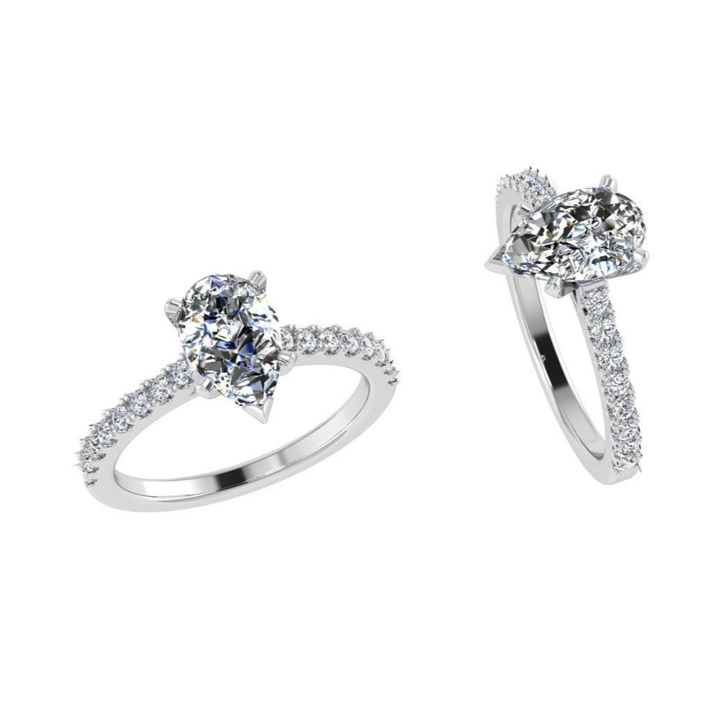 Pear Shaped Engagement Ring with Stones - Thenetjeweler