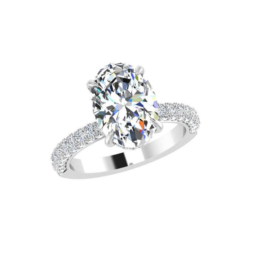 Oval Diamond Hidden Halo engagement ring - Thenetjeweler
