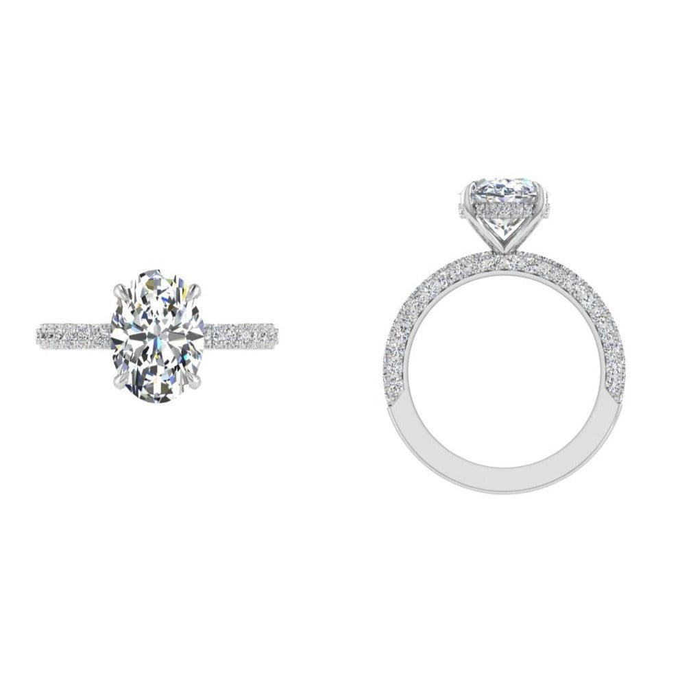 Oval Diamond Hidden Halo engagement ring - Thenetjeweler