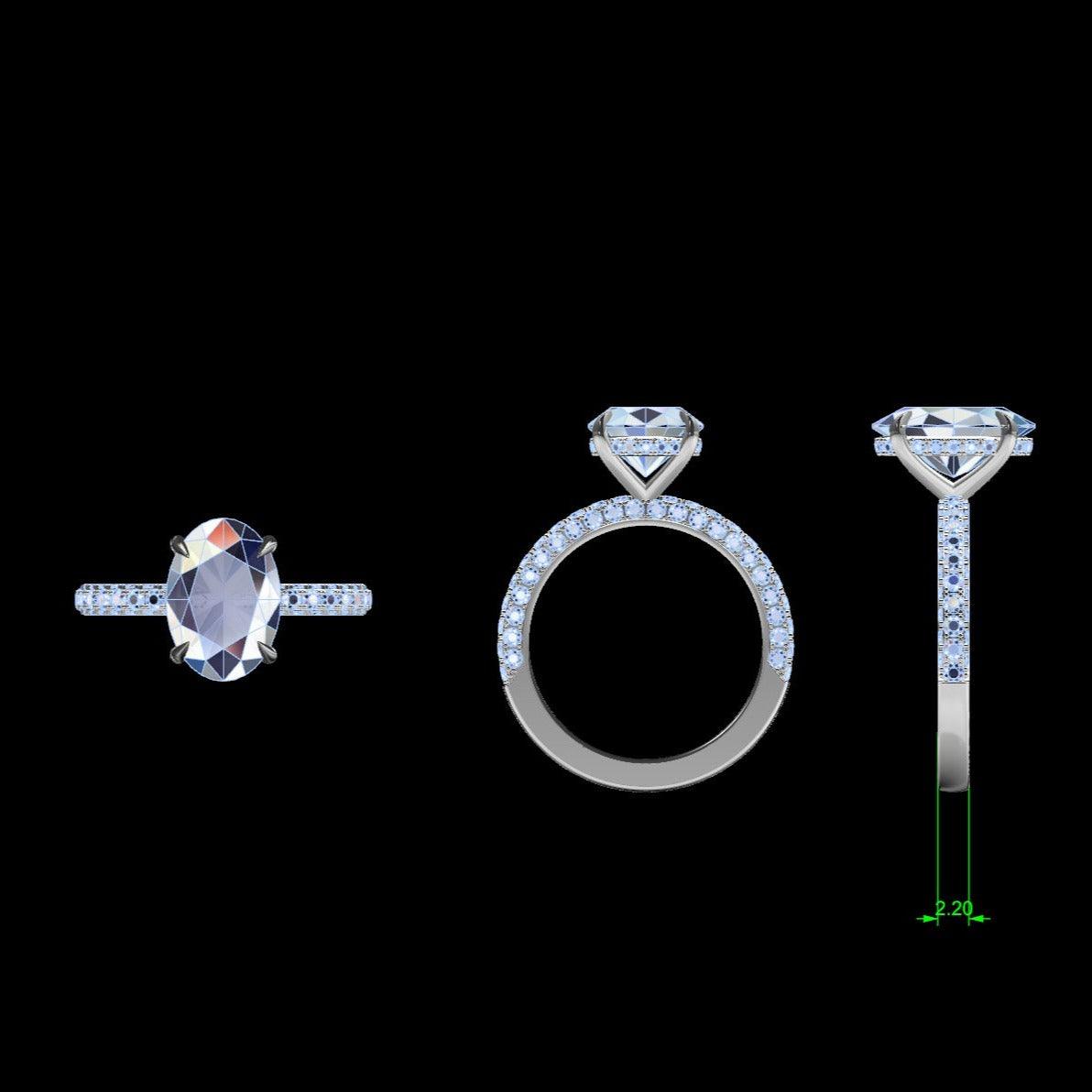 Oval Diamond Hidden Halo engagement ring - Thenetjeweler