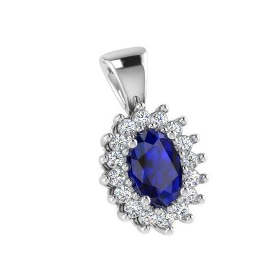 Sapphire and Diamond Cluster Pendant - Thenetjeweler