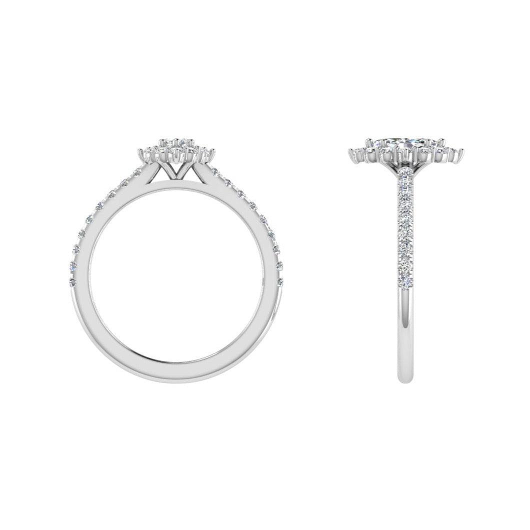 Marquise Cluster Halo Diamond Engagement Ring 18K Gold - Thenetjeweler