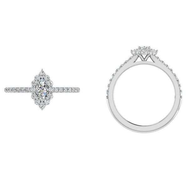 Marquise Cluster Halo Diamond Engagement Ring 18K Gold - Thenetjeweler