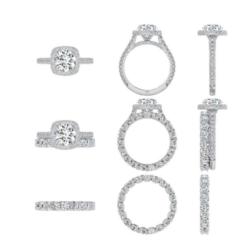 Diamond Engagement and Eternity Ring Set 4.52 ct. t.w. - Thenetjeweler