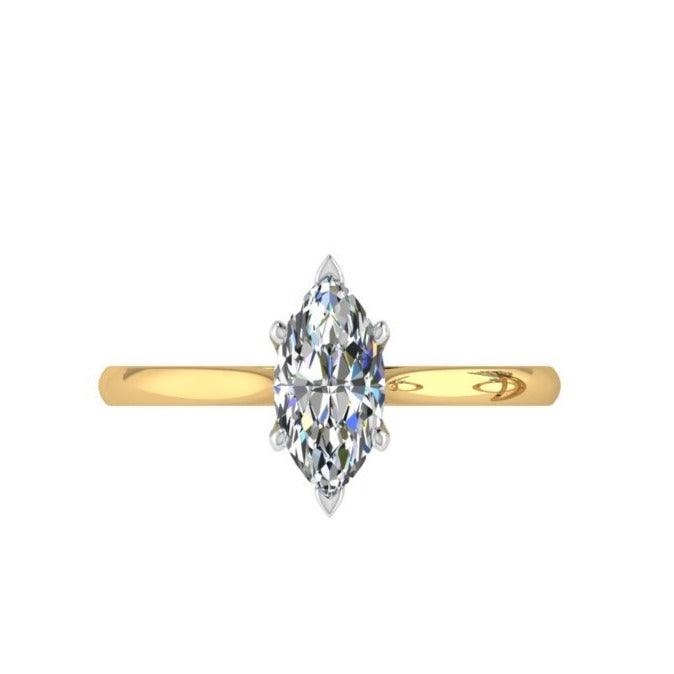 Marquise Diamond Engagement Ring and Eternity Band Set - Thenetjeweler