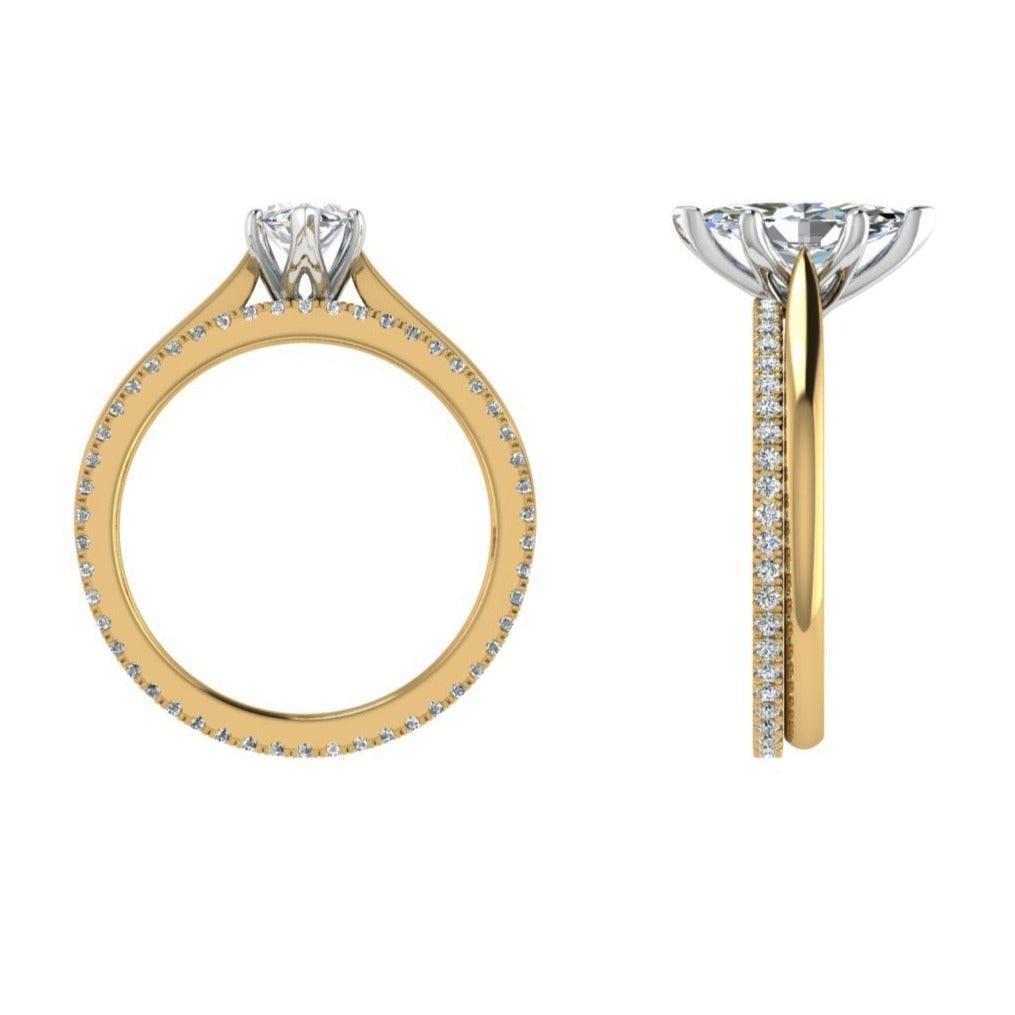 Marquise Diamond Engagement Ring and Eternity Band Set - Thenetjeweler