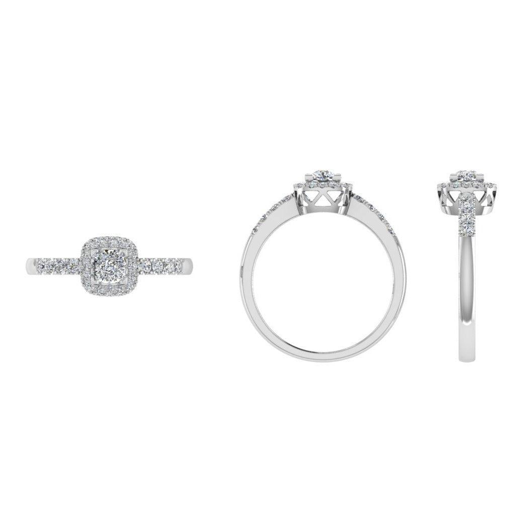 Round Diamond Cushion Halo Engagement Ring 0.37 ct. tw - Thenetjeweler