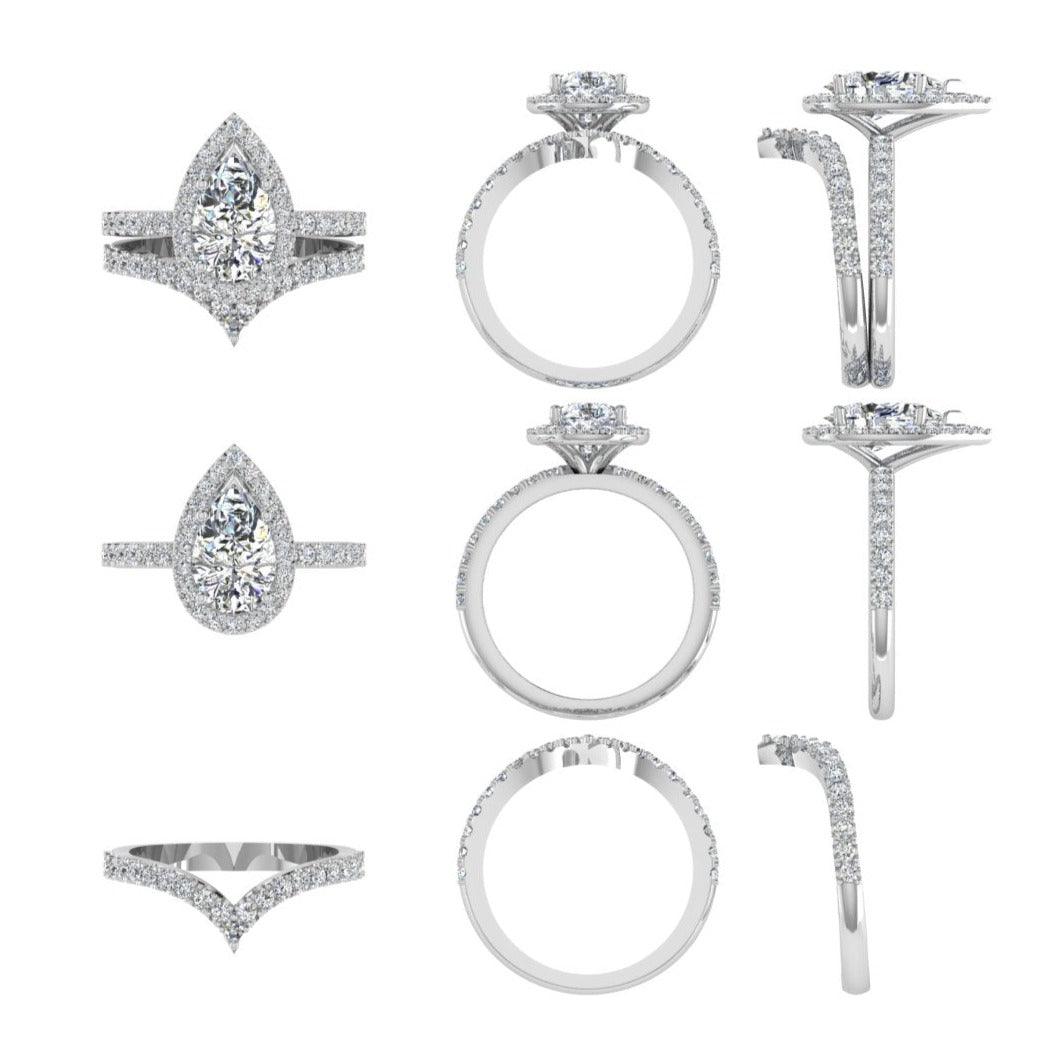 V shaped wedding band for Pear Shaped Ring - Main Image