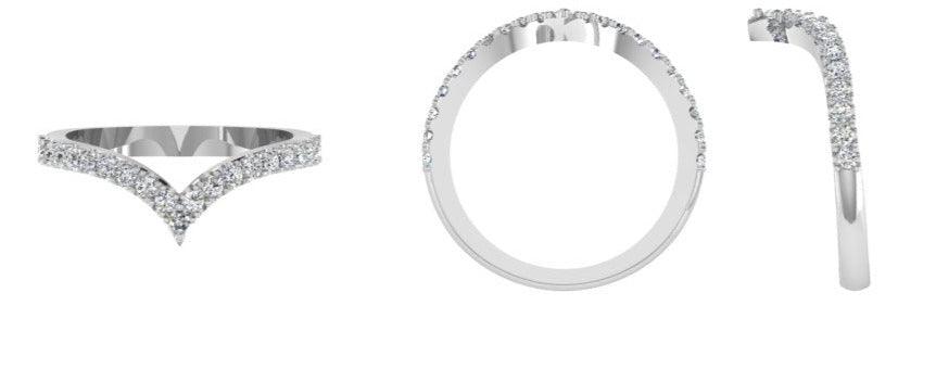 V shaped wedding band for Pear Shaped Ring - Thenetjeweler