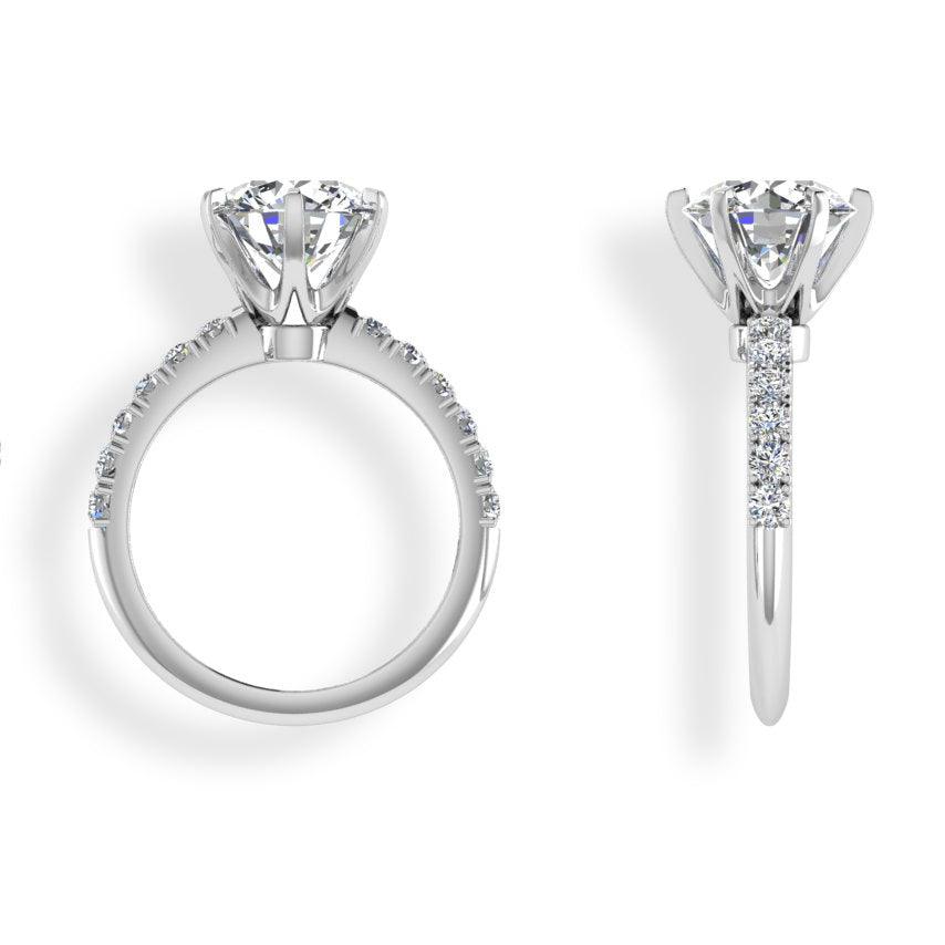 Side Stone 6 Prong Diamond Ring - Thenetjeweler
