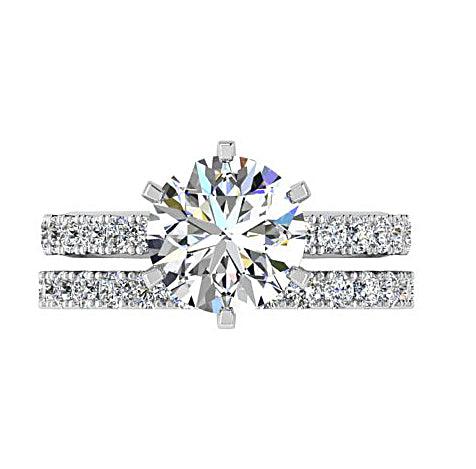 Round Diamond Engagement Ring and Eternity Band - Thenetjeweler