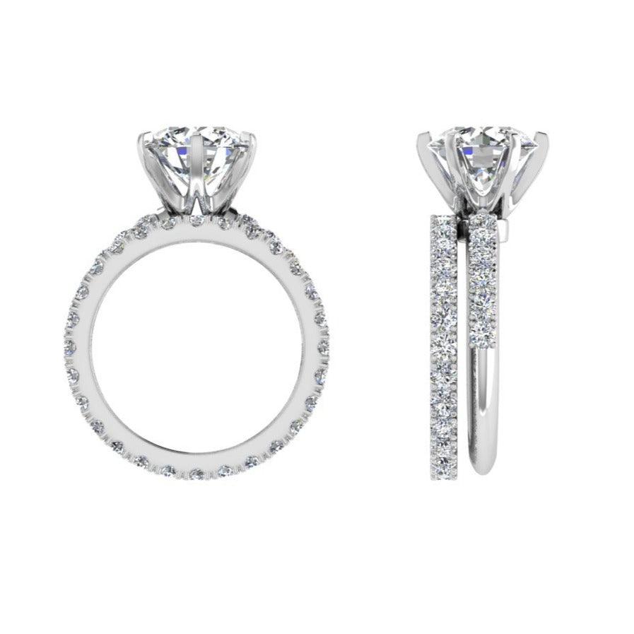 Round Diamond Engagement Ring and Eternity Band - Thenetjeweler