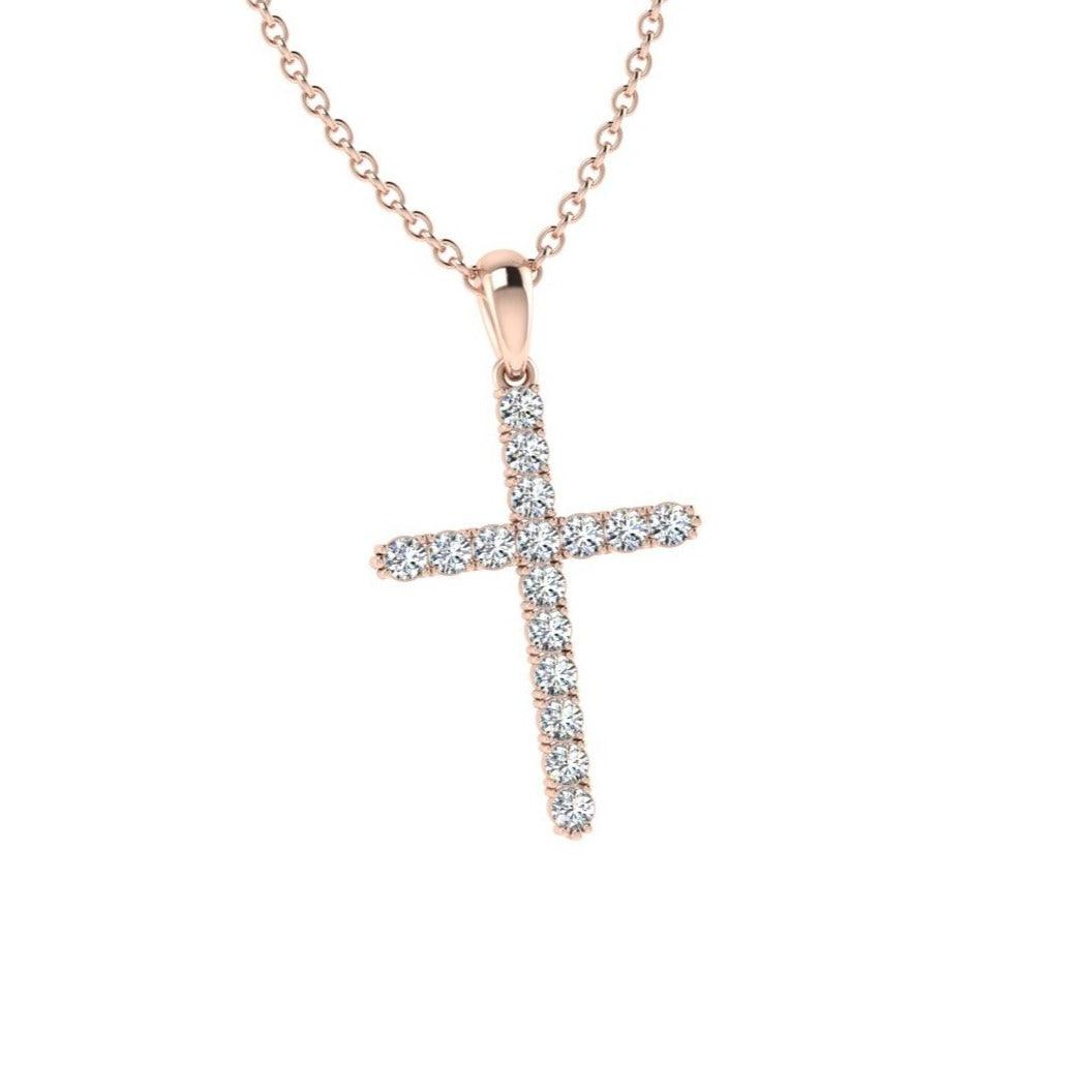 14k Gold Diamond Cross Pendant - Thenetjeweler