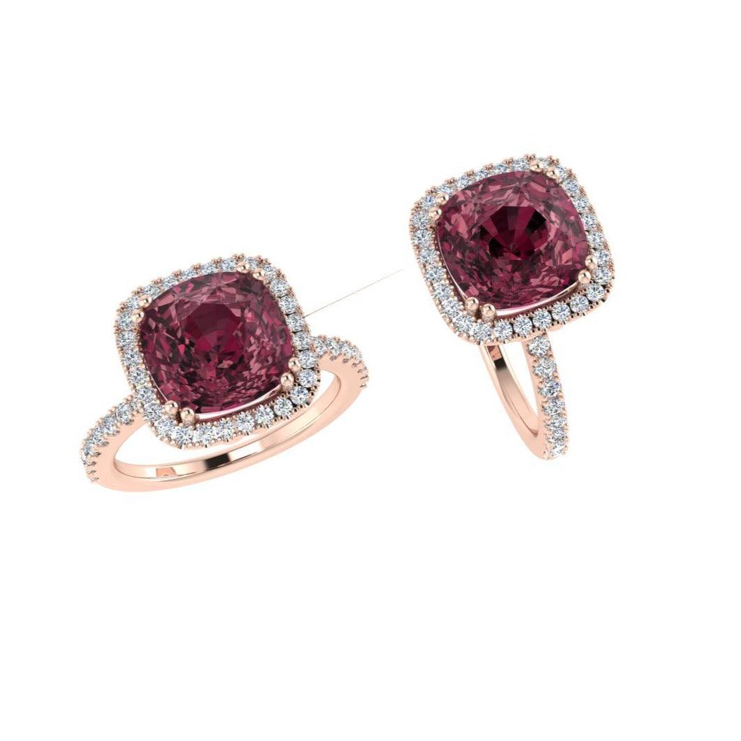 Cushion-cut Gemstone and Diamond Ring - Thenetjeweler