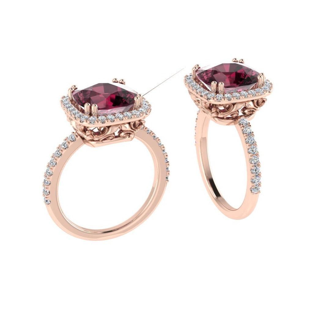 Cushion-cut Gemstone and Diamond Ring - Thenetjeweler
