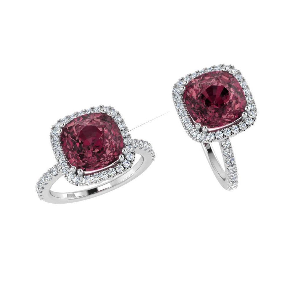Cushion-cut Gemstone and Diamond Ring - Thenetjeweler