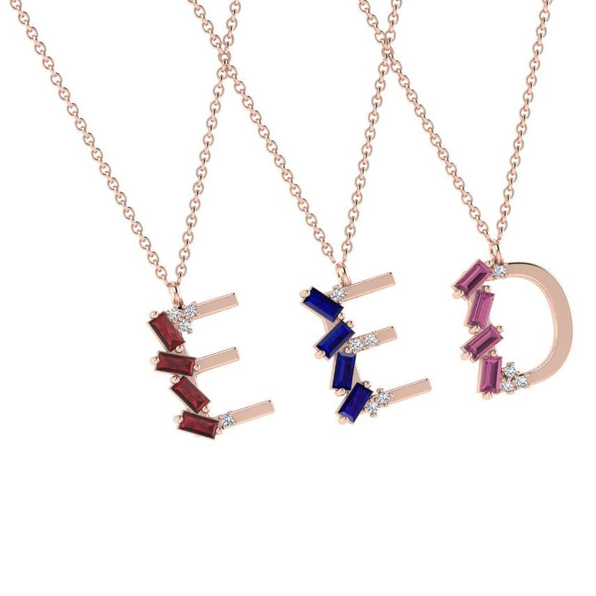 Baguette Initial Necklace - Thenetjeweler