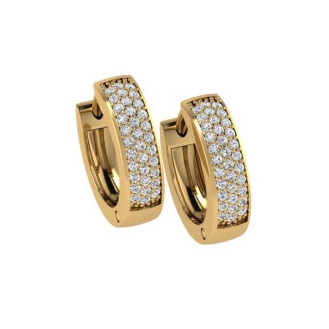 Triple Row Diamond Huggie Earrings - Thenetjeweler
