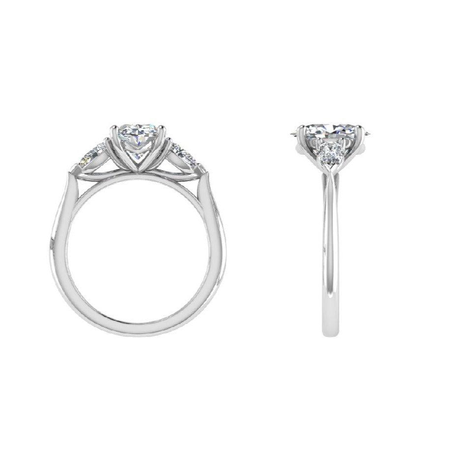 Three Stone Pear Diamonds Engagement Ring - Thenetjeweler