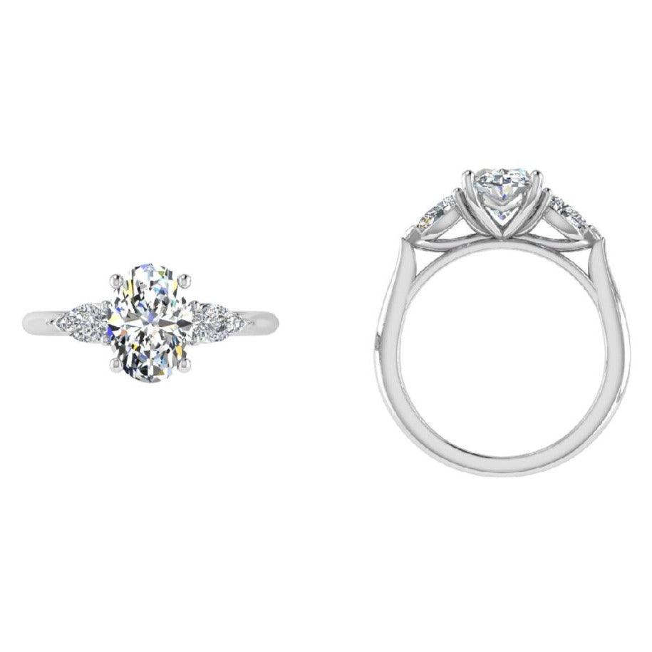 Three Stone Pear Diamonds Engagement Ring - Thenetjeweler