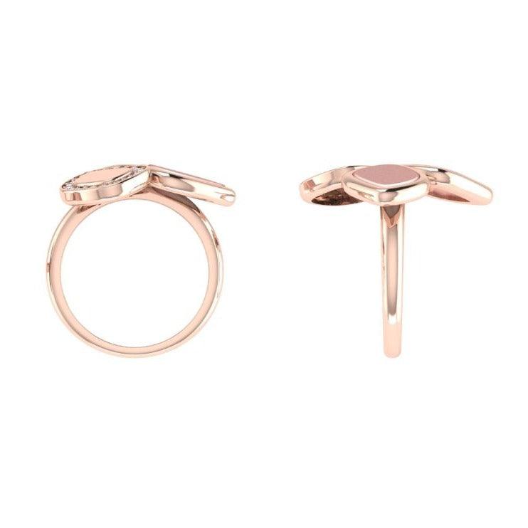 Custom Free Form Mother of Pearl and Diamonds Ring - Thenetjeweler