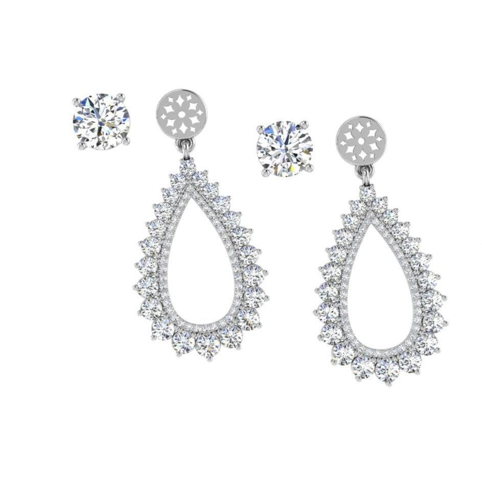 Diamond Open Teardrop Cluster Earring Jackets - Thenetjeweler