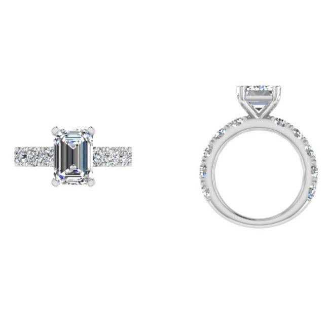 Emerald Diamond Engagement Ring in Platinum - Thenetjeweler