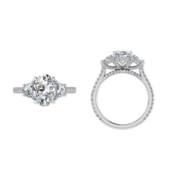Oval Diamond Crown Engagement Ring - Thenetjeweler