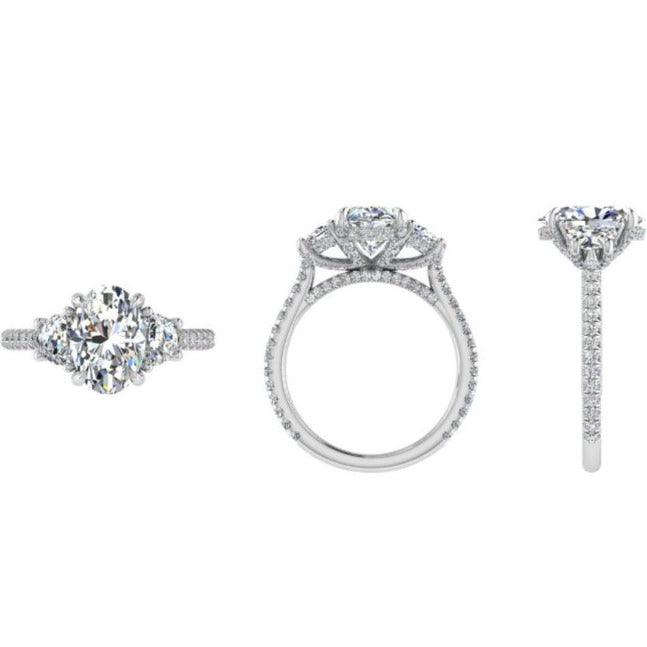 Oval Diamond Crown Engagement Ring - Thenetjeweler