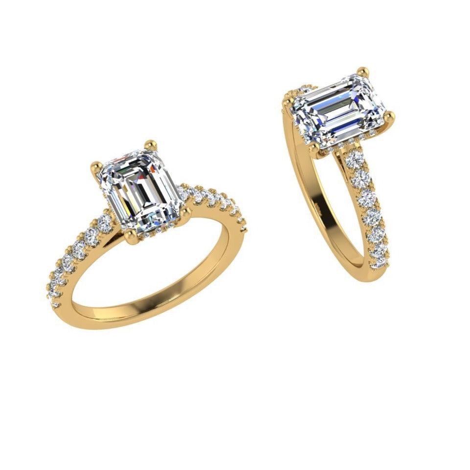 Emerald Cut Diamond  Engagement Ring with Side Stones - Thenetjeweler