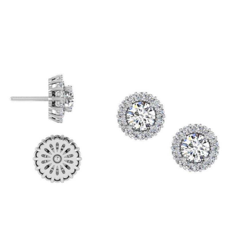 Halo Diamond Earrings Jackets - Thenetjeweler