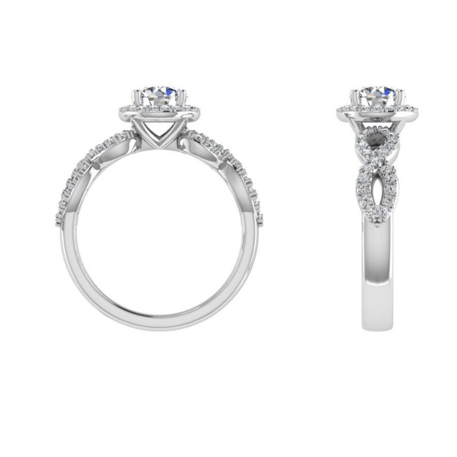 Round Infinity Engagement Ring in 18k White Gold - Thenetjeweler