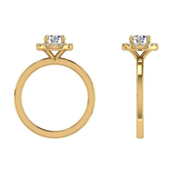 Yellow Gold Round Diamond Halo Ring - Thenetjeweler